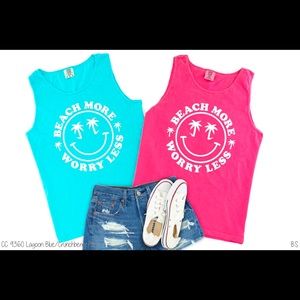 New! Beach More Worry Less Tank